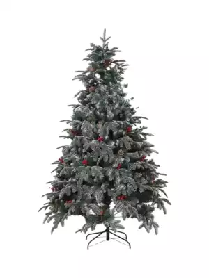 Искусственная заснеженная ёлка AIYA с шишками и ягодами, 240 см